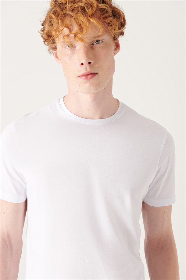 Bisiklet Yaka Düz T-Shirt