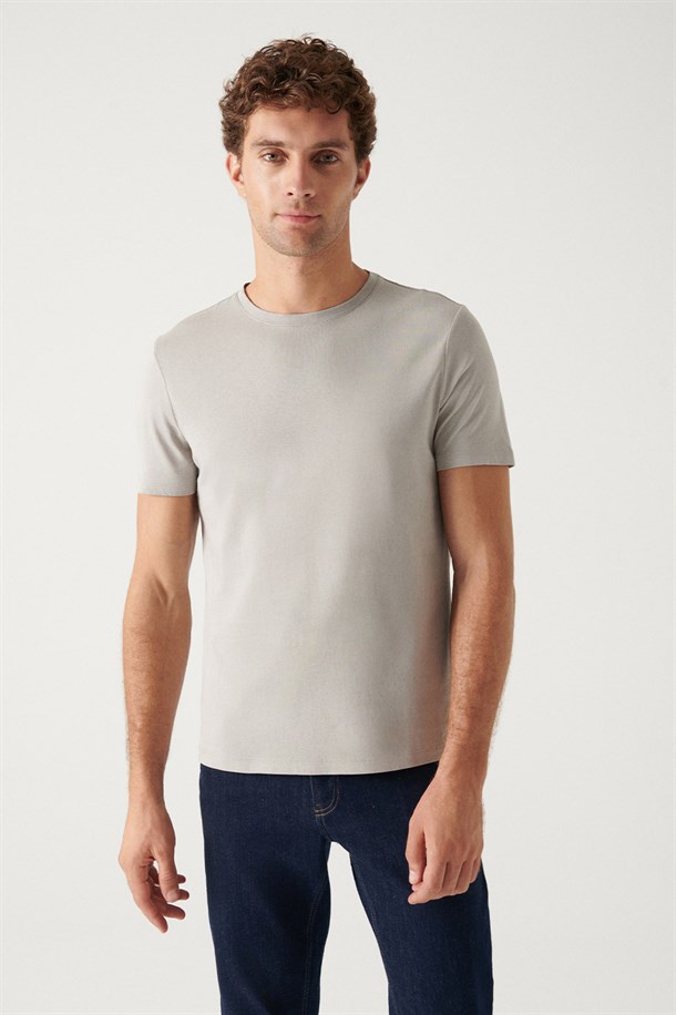Beyaz-Siyah-Gri-Açık Mavi-Koyu Mavi 5'li Bisiklet Yaka %100 Pamuk Basic T-Shirt