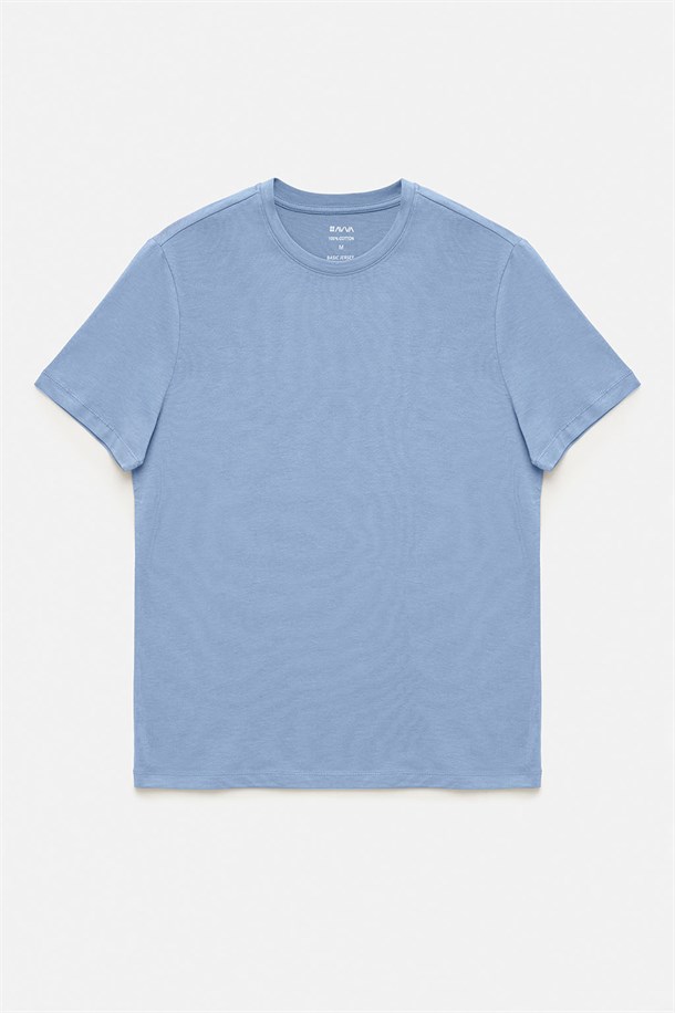 Beyaz-Siyah-Gri-Açık Mavi-Koyu Mavi 5'li Bisiklet Yaka Düz T-Shirt