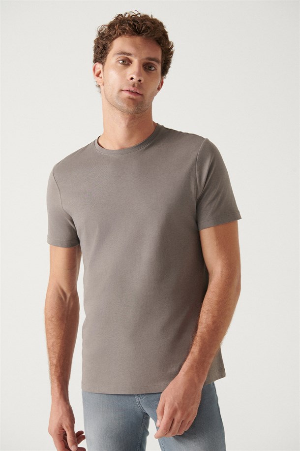 Beyaz-Siyah-Gri-Lacivert-Antrasit 5'li Bisiklet Yaka Düz T-Shirt