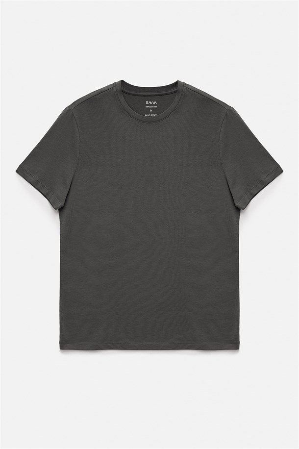 Beyaz-Siyah-Gri-Lacivert-Antrasit 5'li Bisiklet Yaka Düz T-Shirt