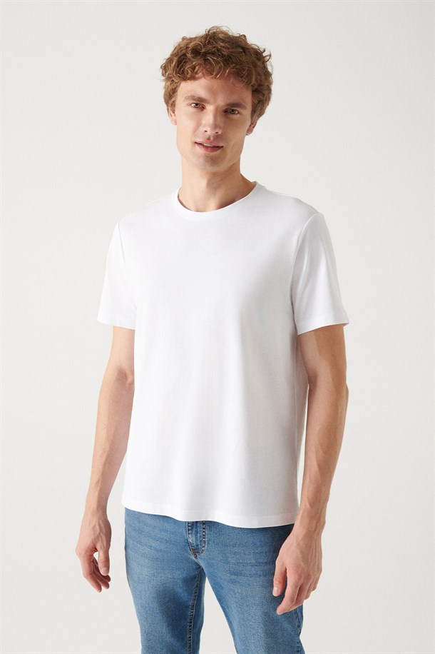 Beyaz-Siyah-Gri-Lacivert-Antrasit 5'li Bisiklet Yaka Düz T-Shirt
