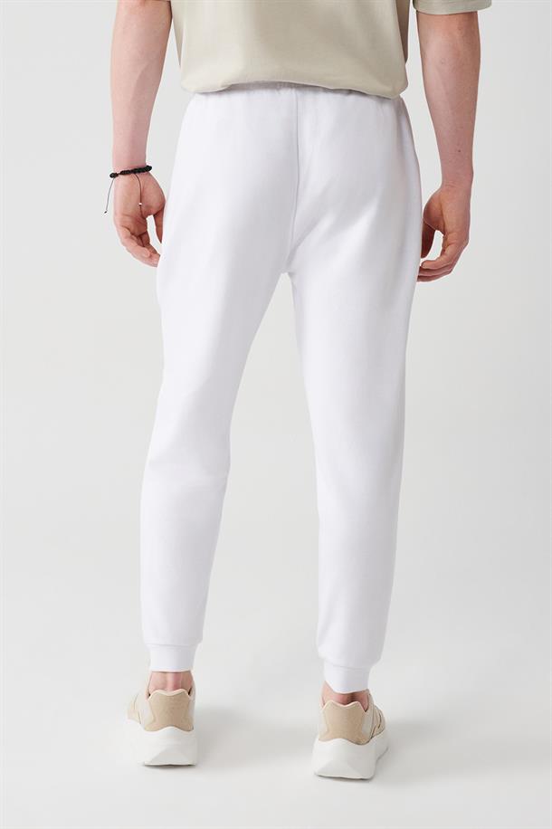 Beyaz Slim Fit Jogger Eşofman Altı