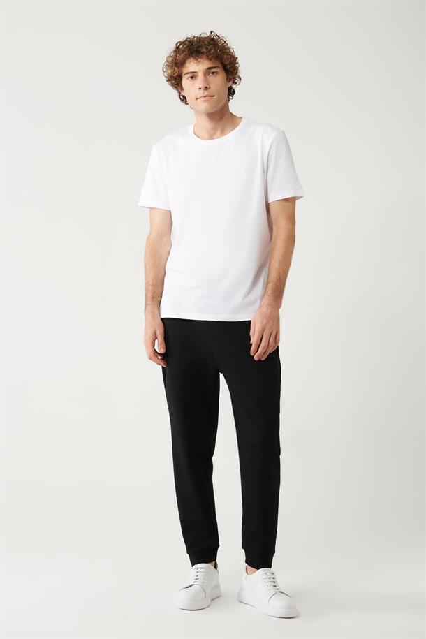 Beyaz Ultrasoft Bisiklet Yaka Düz Regular Fit Standart Kesim Modal T-Shirt
