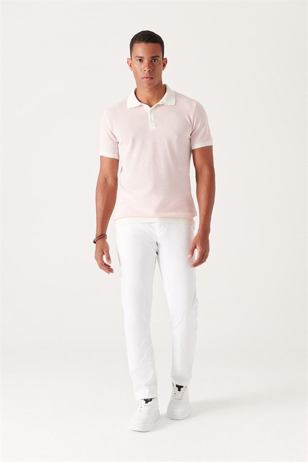 Beyaz Yandan Cepli Comfort Slim Fit Pantolon
