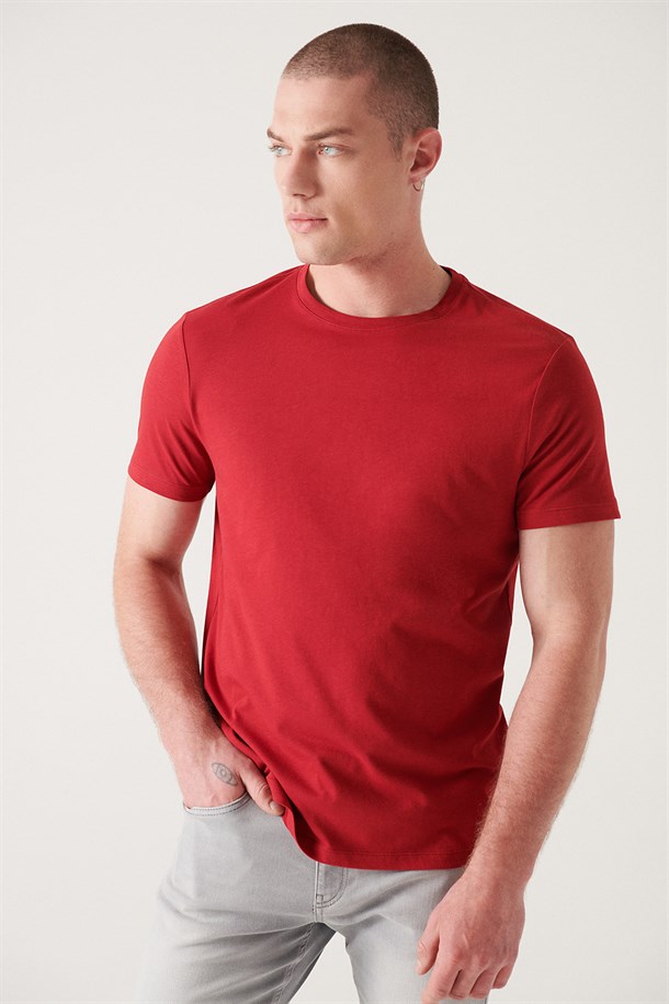 Bisiklet Yaka Düz T-Shirt
