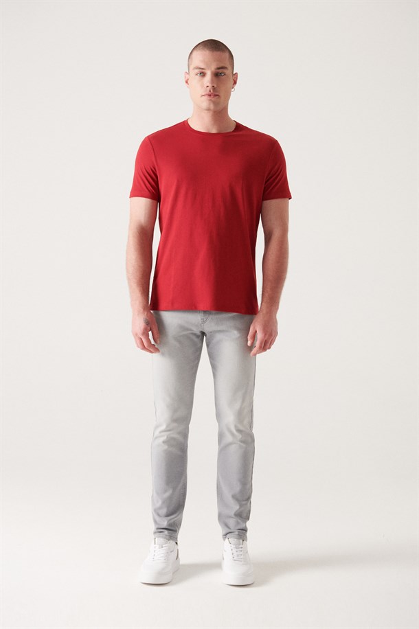 Bisiklet Yaka Düz T-Shirt
