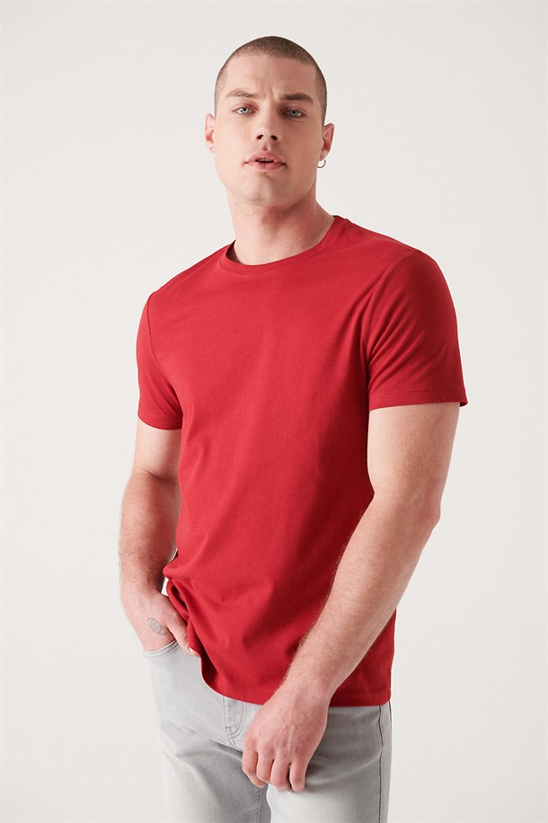 Bisiklet Yaka Düz T-Shirt