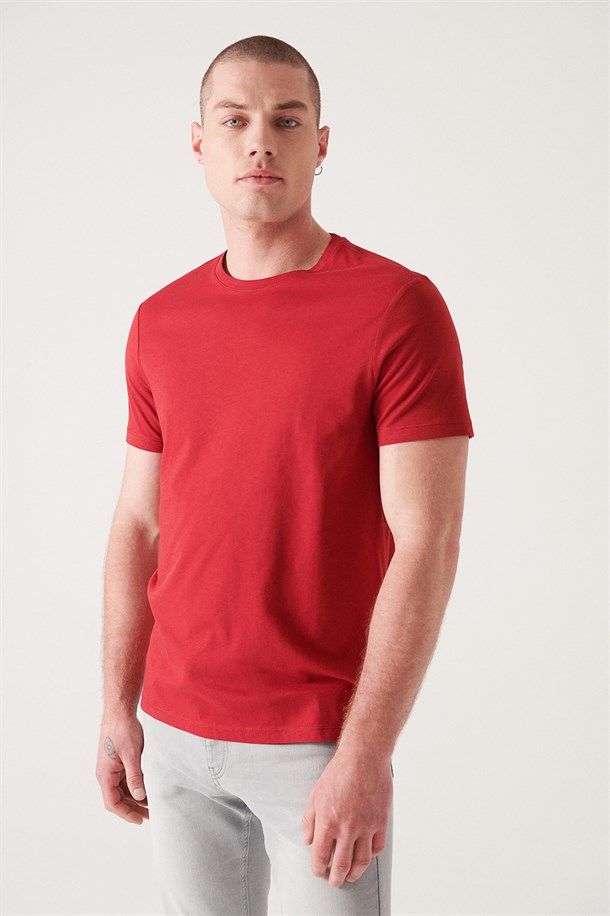 Bisiklet Yaka Düz T-Shirt