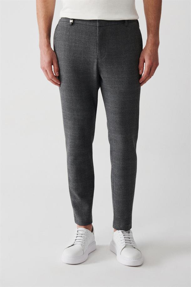 Gri Beli Lastikli Yandan Cepli Pantolon