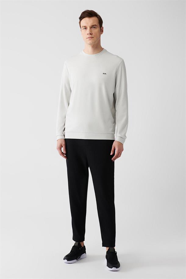 Gri Bisiklet Yaka Sweatshirt