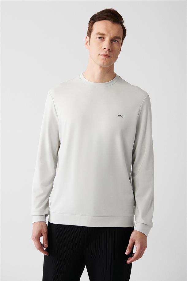 Gri Bisiklet Yaka Sweatshirt