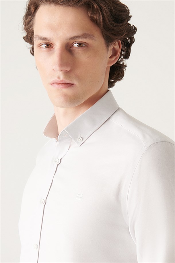 Gri Oxford Düğmeli Yaka Regular Fit Gömlek
