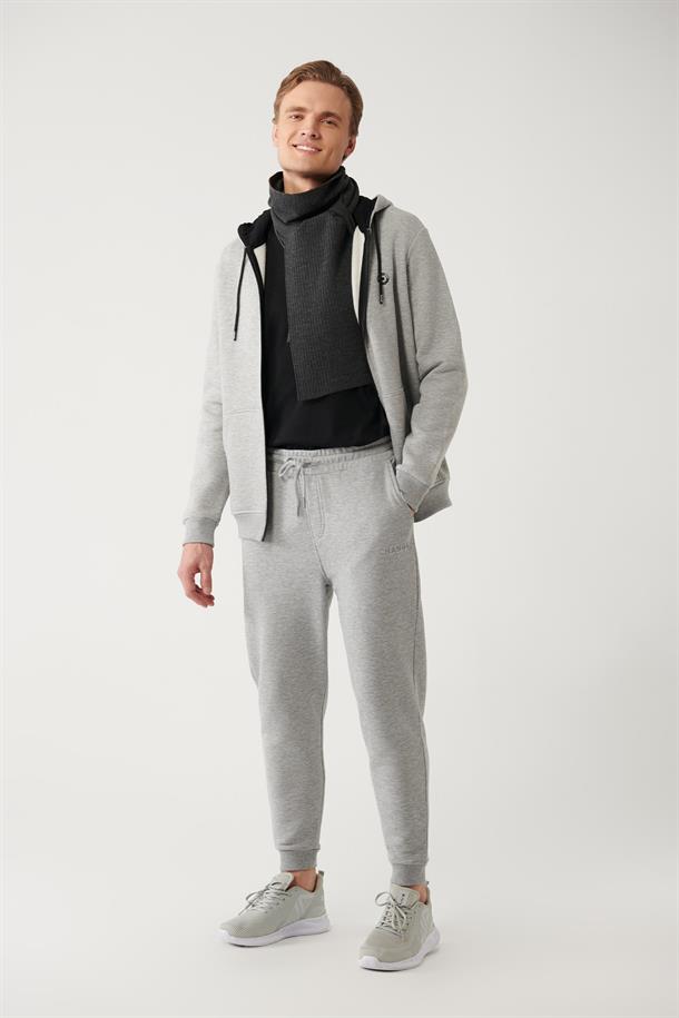 Gri Piramid Baskılı Jogger