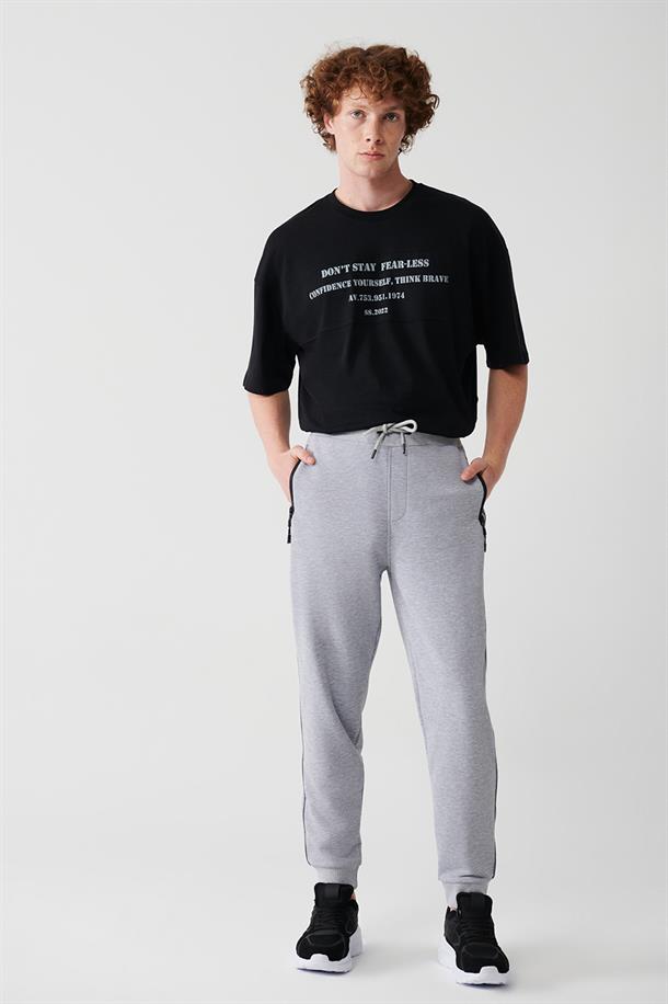 Gri Şeritli Jogger