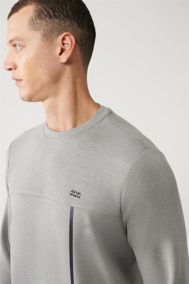 Gri Soft Touch Kumaş Baskılı Sweatshirt