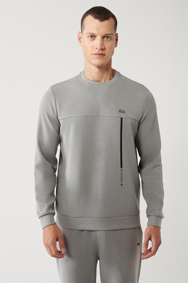 Gri Soft Touch Kumaş Baskılı Sweatshirt