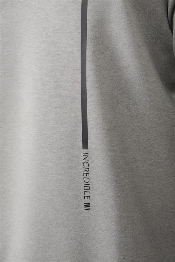 Gri Soft Touch Kumaş Baskılı Sweatshirt