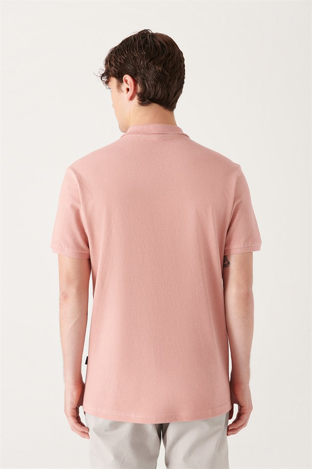 Gül Kurusu Polo Yaka Düz T-Shirt