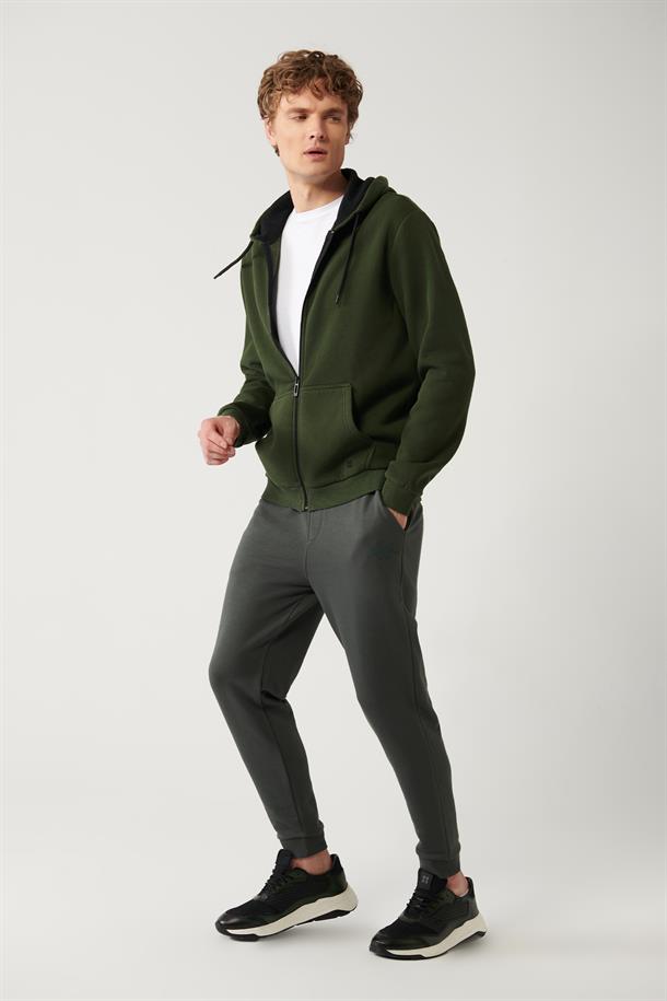 Haki Cep Altı Flok Baskılı Jogger