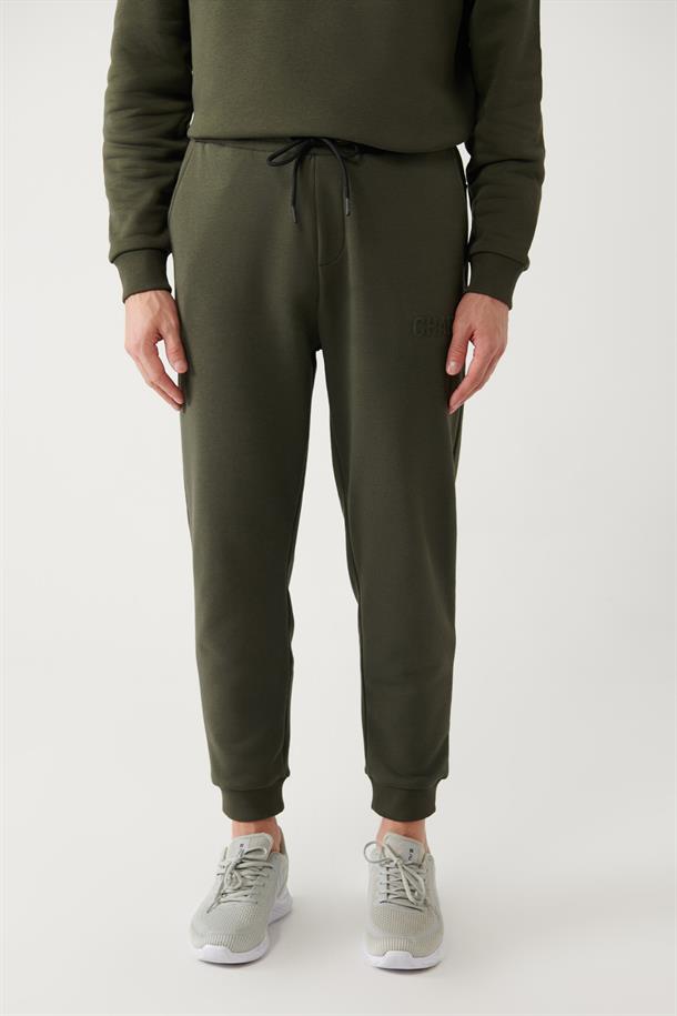 Haki Gofre Baskılı Jogger