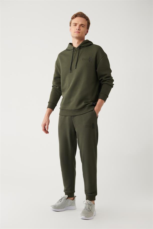 Haki Gofre Baskılı Jogger