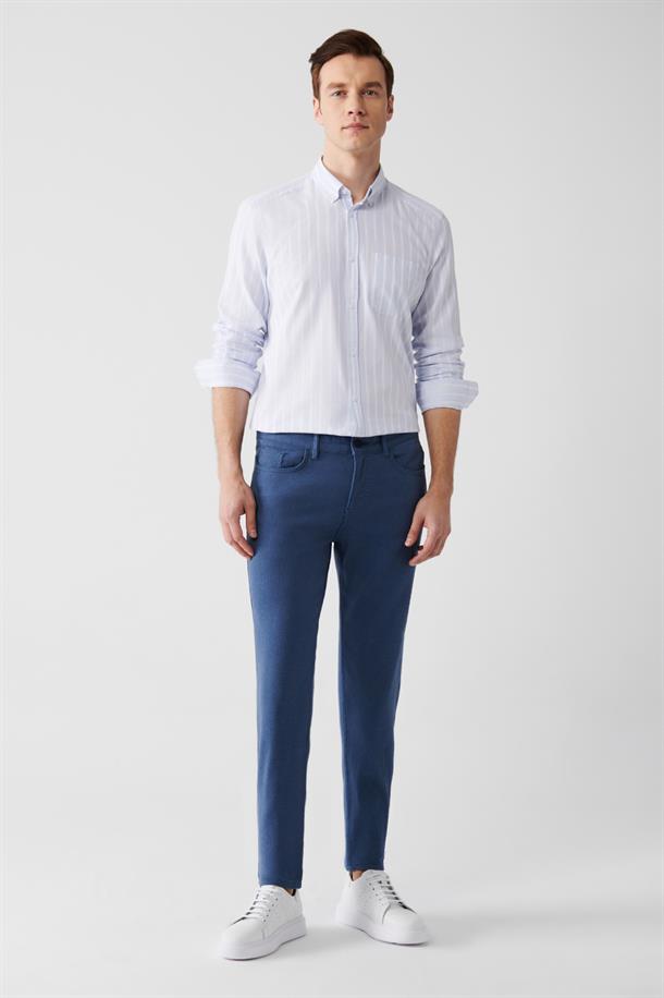İndigo Armürlü 5 Cep Pantolon