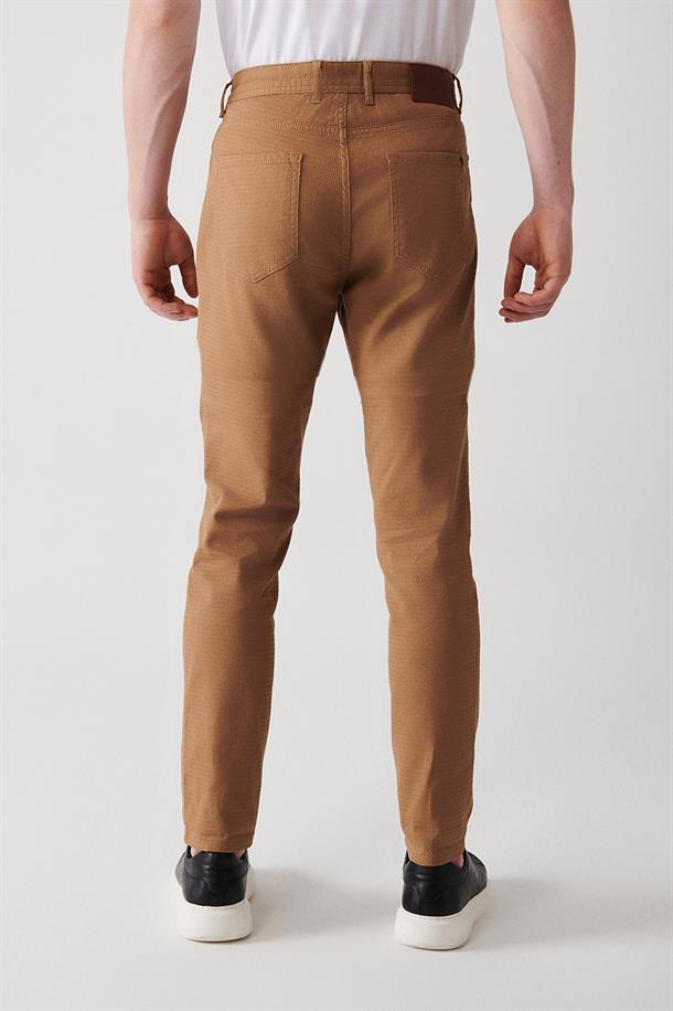 Kamel Armürlü Esnek 5 Cepli Slim Fit Dar Kesim Kanvas Pantolon