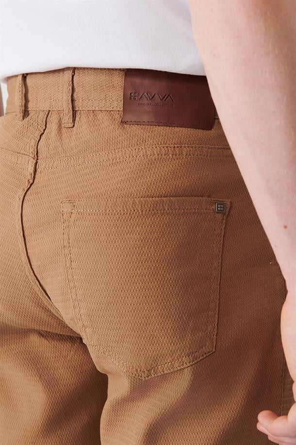 Kamel Armürlü Esnek 5 Cepli Slim Fit Dar Kesim Kanvas Pantolon