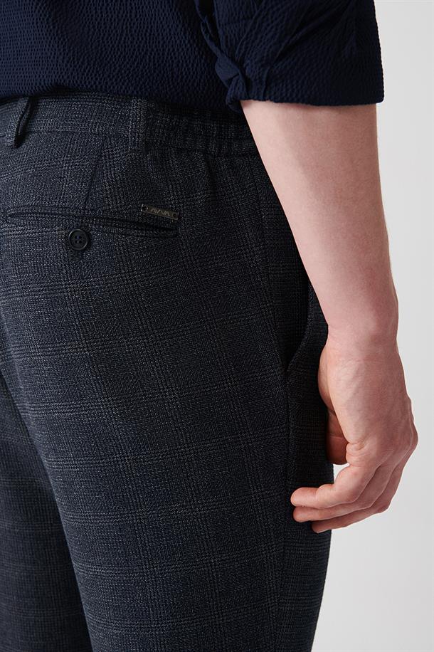 Lacivert Beli Lastikli Yandan Cepli Pantolon