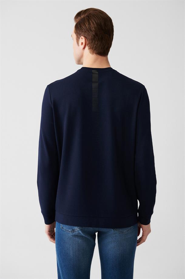 Lacivert Bisiklet Yaka Sweatshirt