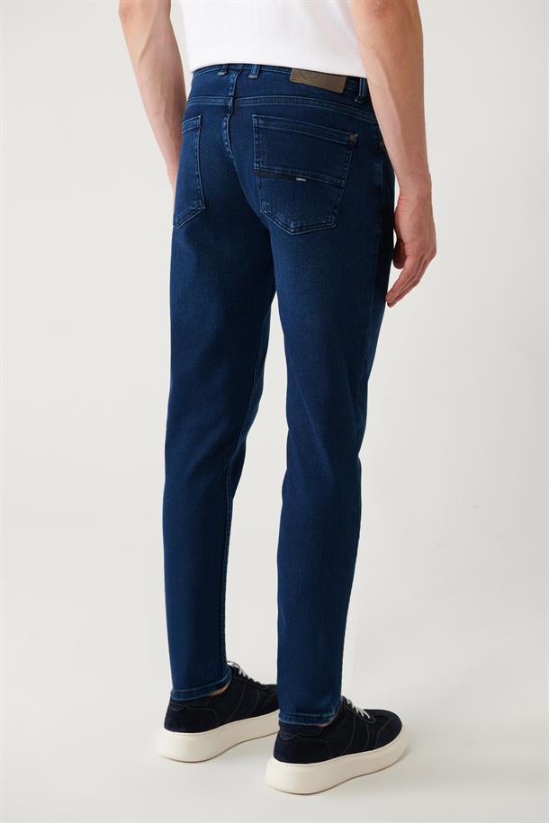 Lacivert Eskitme Yıkamalı Denim