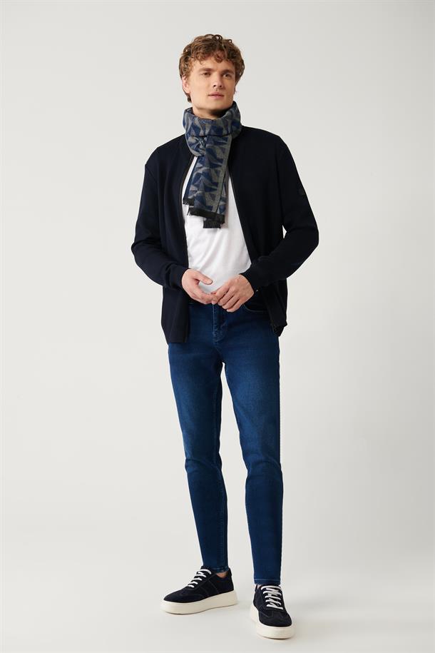 Lacivert Eskitme Yıkamalı Denim