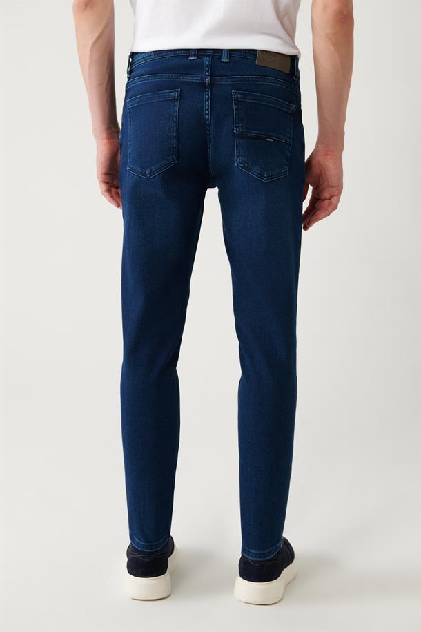 Lacivert Eskitme Yıkamalı Denim