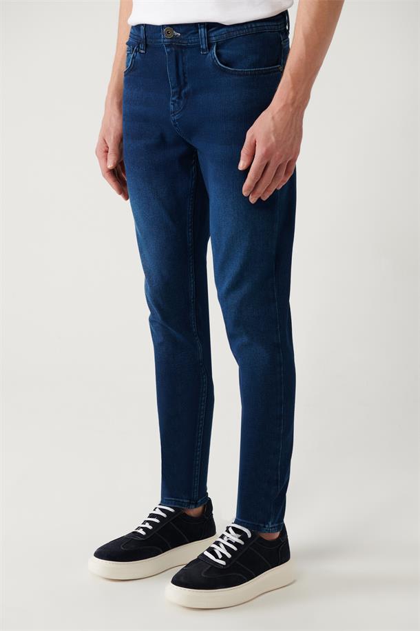 Lacivert Eskitme Yıkamalı Denim