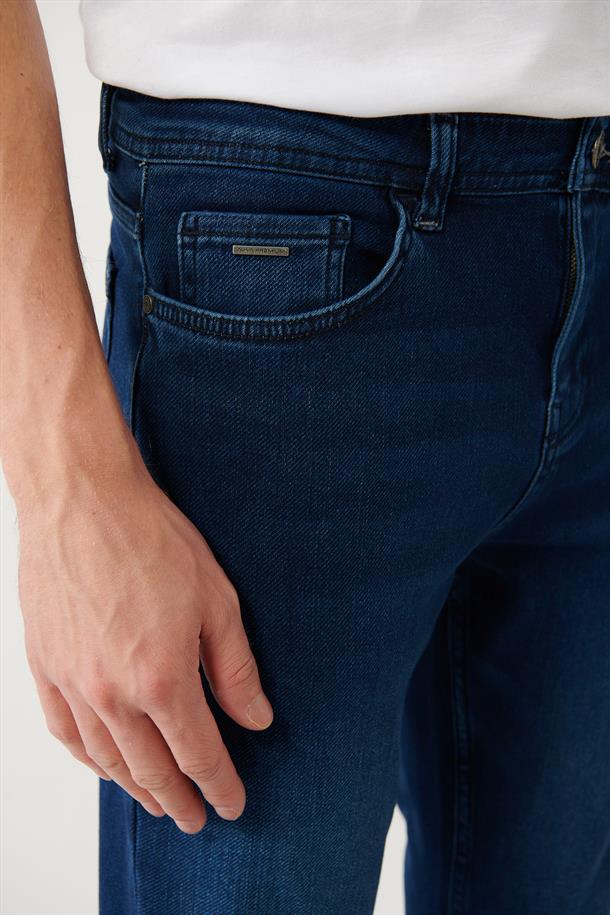 Lacivert Eskitme Yıkamalı Denim