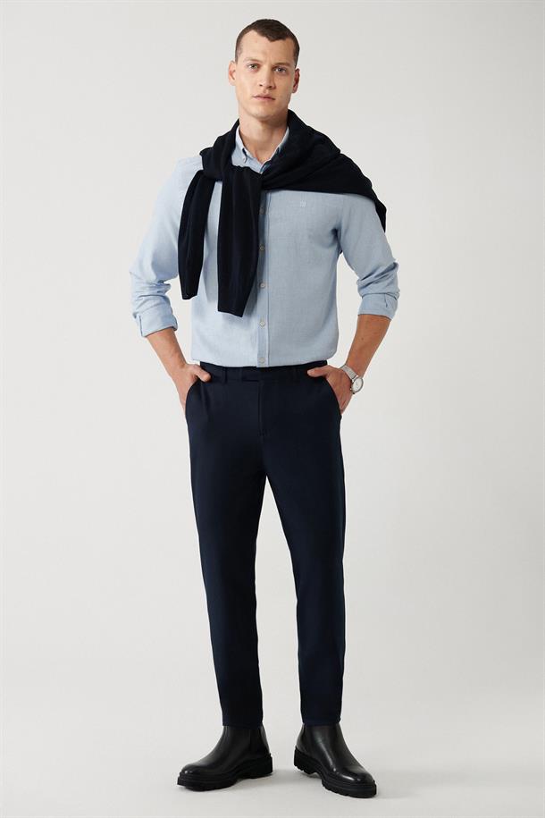 Lacivert Yumuşak Tuşeli Slim Fit Chino Pantolon