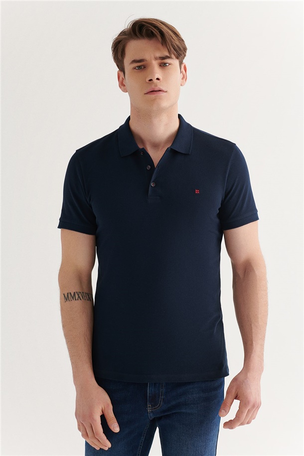 Polo Yaka Düz T-Shirt