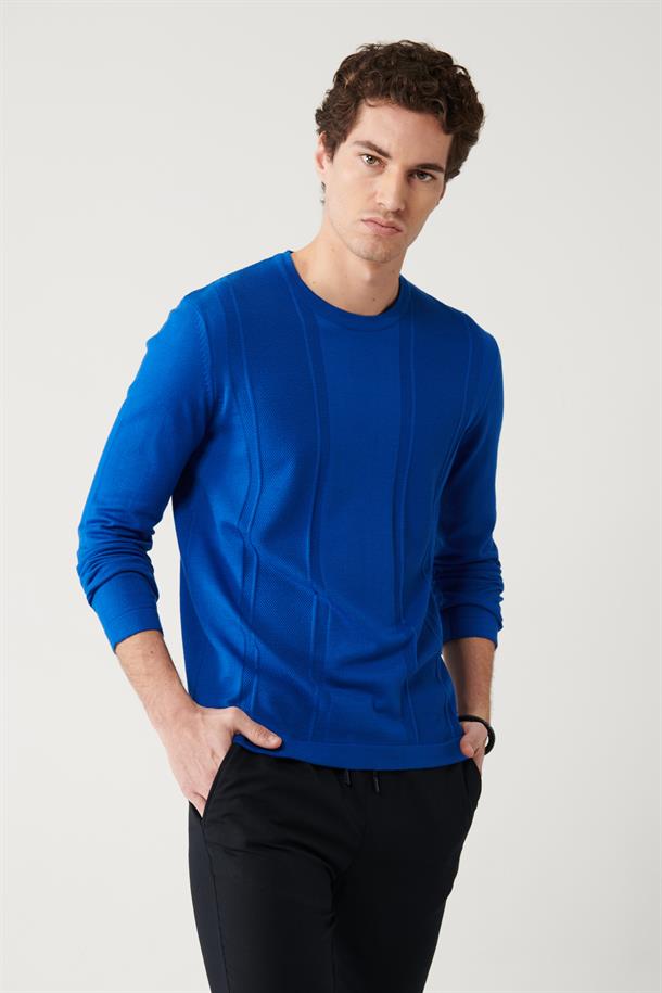 Saks Bisiklet Yaka Pamuklu Dokulu Regular Fit Standart Kesim Triko Kazak