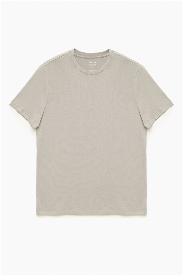 Siyah-Bej-Sarı-Açık Pembe-Yeşil 5'li Bisiklet Yaka Düz T-Shirt