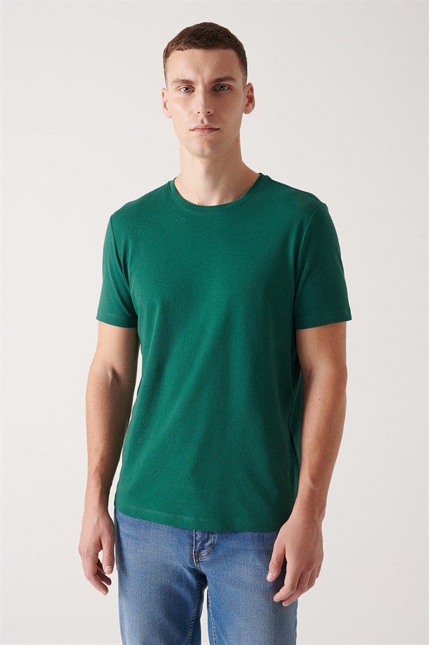 Siyah-Bej-Sarı-Açık Pembe-Yeşil 5'li Bisiklet Yaka Düz T-Shirt