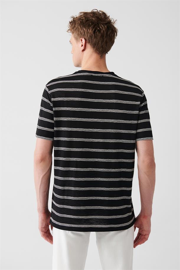 Siyah Çizgili Oversize T-shırt
