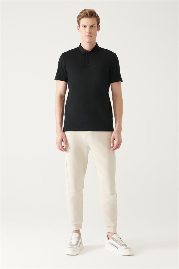 Siyah Düğmeli  Polo Yaka T-Shirt