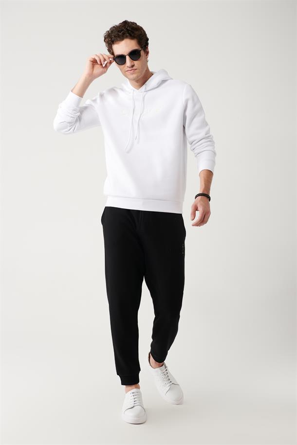 Siyah Gofre Baskılı Jogger