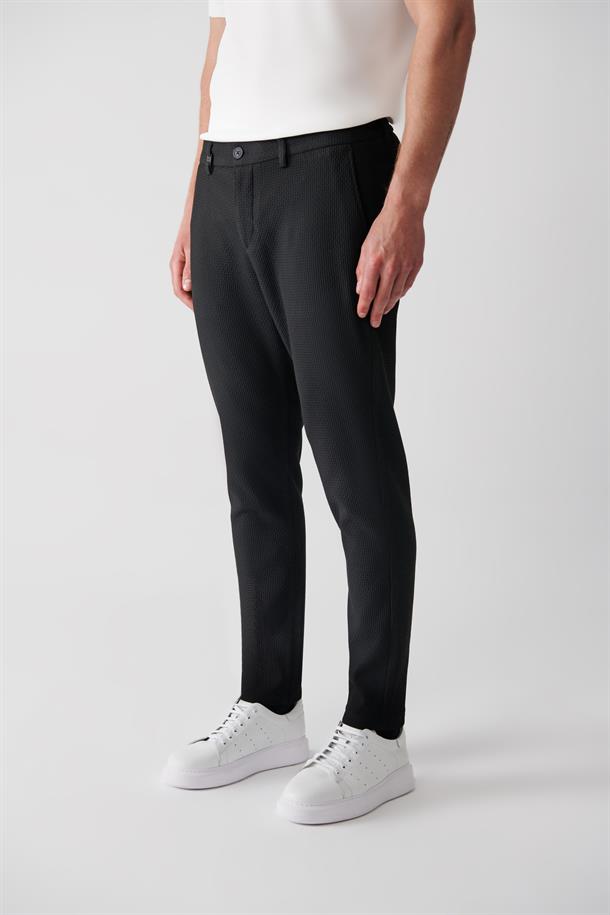 Siyah Yap Cep Beli Lastikli Pantolon
