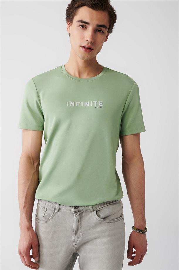 Su Yeşili Baskılı T-Shirt