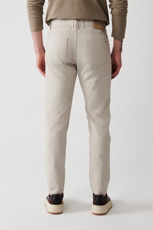 Taş Armürlü Likralı 5 Cepli Slim Fit Kanvas Pantolon