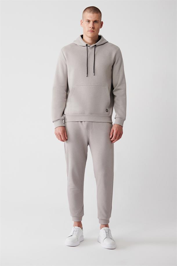 Taş Kapüşonlu Yaka İçi Polarlı 3 İplik Pamuklu Unisex Sweatshirt