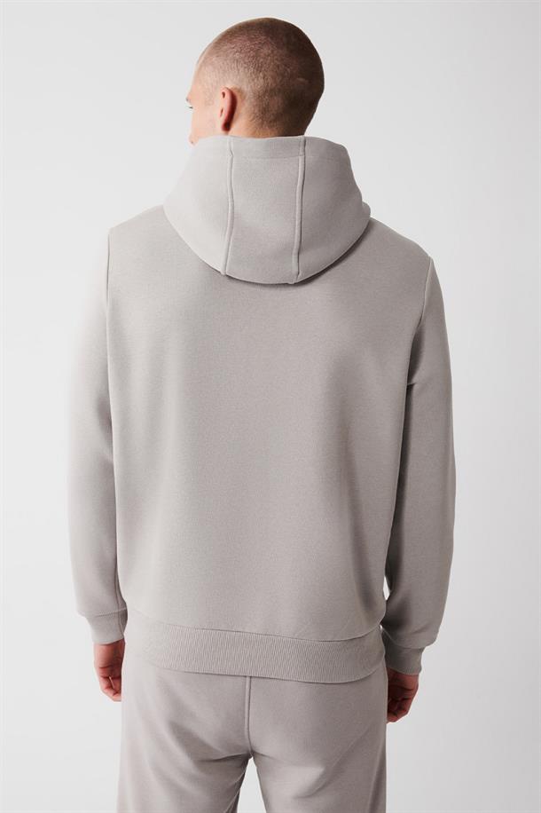 Taş Kapüşonlu Yaka İçi Polarlı 3 İplik Pamuklu Unisex Sweatshirt