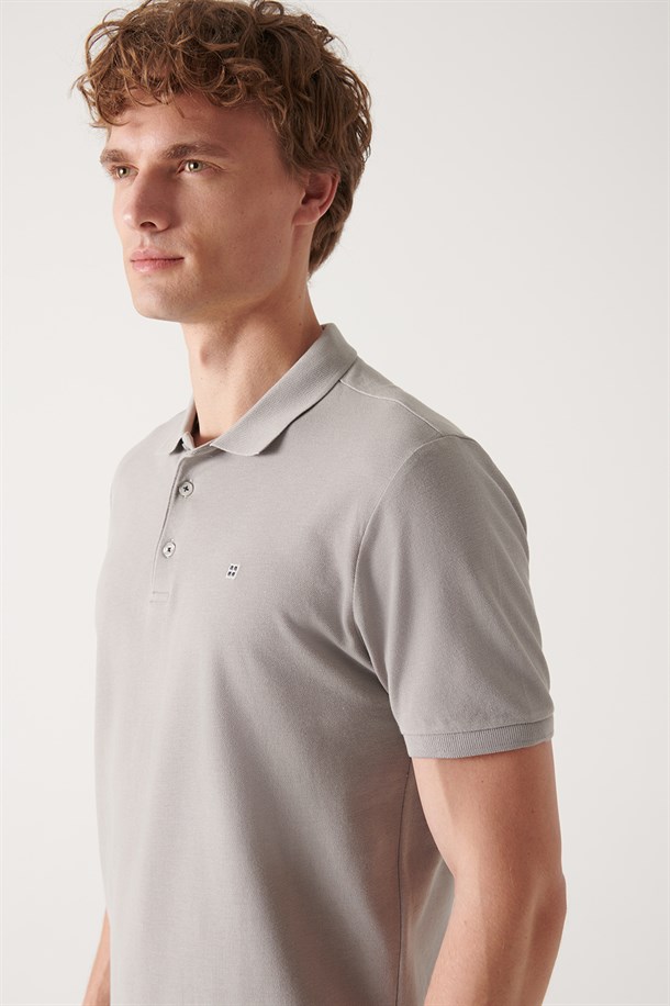 Taş Polo Yaka Düz T-Shirt